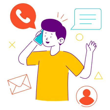 Illustration of a man having a conversation over phone